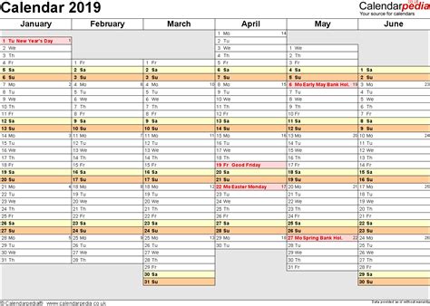 All annual calendar are designed with holidays and notes space so that it can be used as calendar planner document. Calendar 2019 (UK) - 17 free printable PDF templates