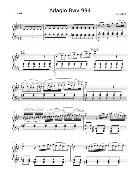 Adagio Bwv 974 Sheet Music For Piano Download Free In Pdf Or Midi