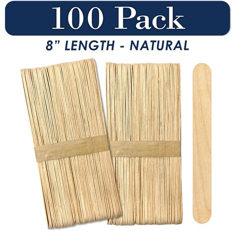 100 Natural 8 Inch Super Jumbo Wooden Craft Popsicle Sticks