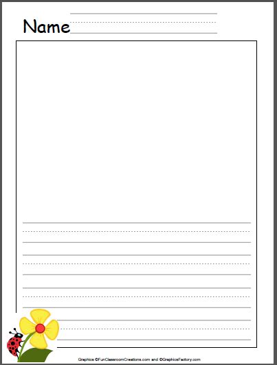 Writing And Drawing Template For Kindergarten At