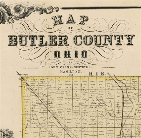 Butler County Ohio 1855 Old Wall Map Reprint With Homeowner Etsy