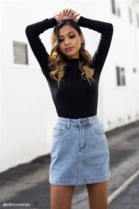 And a leopard print bag is always a good idea. Denim Mini Skirt | Miniskirt outfits, Mini skirts outfits ...