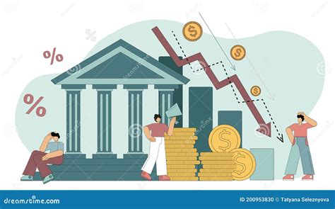 Financial Crisis. Bank Liabilities, Risk of Bankruptcy Stock Vector