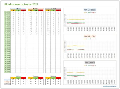 Blutzucker tabelle morgens mittags abends pdf : Blutdruckwerte erfassen - eine Excel Vorlage hilft dabei ...