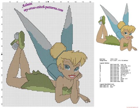 The chart can be downloaded to your computer where you can print and store it. Small Tinker Bell Tinkerbell Tink free cross stitch ...