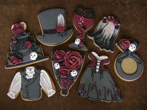 Victorian Gothic Rose Wedding Cookie Set Victorian Gothic Wedding