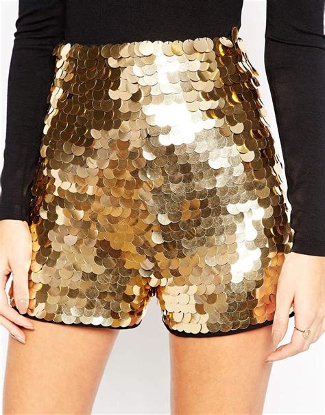 Asos Night Shorts In Gold Disc Sequins At Sequin Shorts Gold Sequin Shorts Fabulous