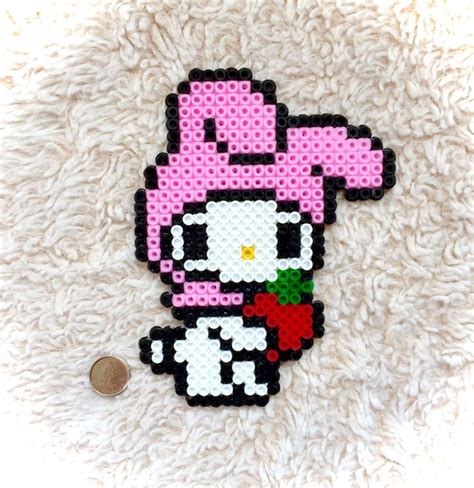 Large My Melody Sanrio Strawberry Chibi Retro 8 Bit Perler Bead Art