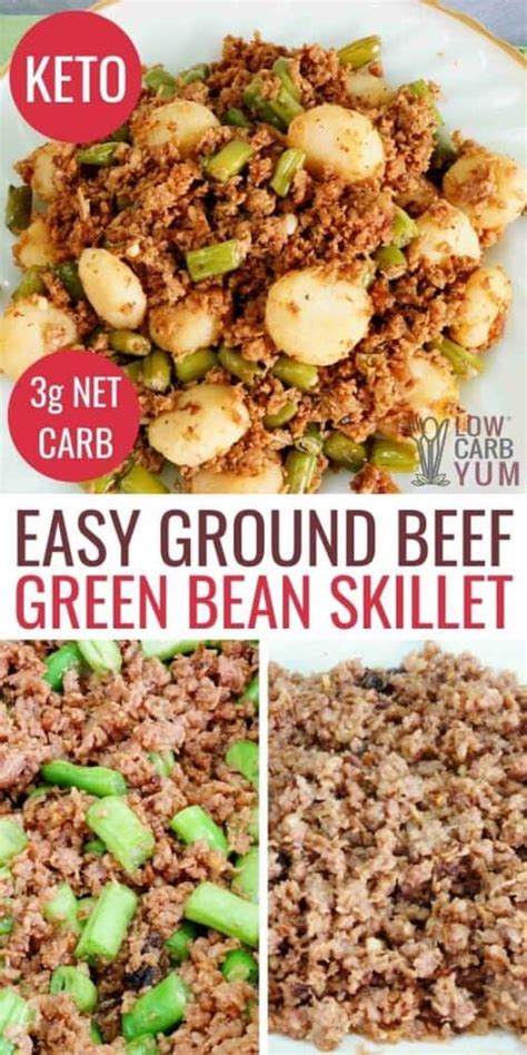 Easy, ground beef, kid friendly, recipe collection, summer. Ground Beef and Green Beans (5 Ingredients) | Low Carb Yum