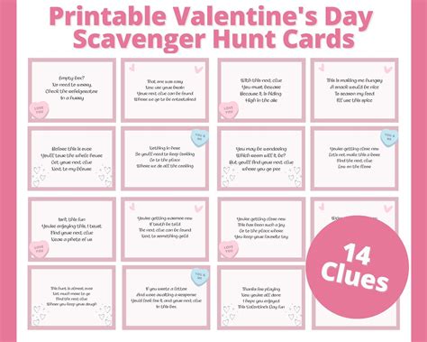 Printable Valentines Day Scavenger Hunt Cards Etsy India