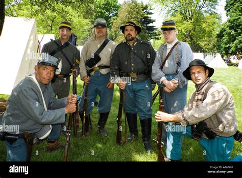 Soldier Reenactors At Naper Village Museum Civil War Days Stock Photo