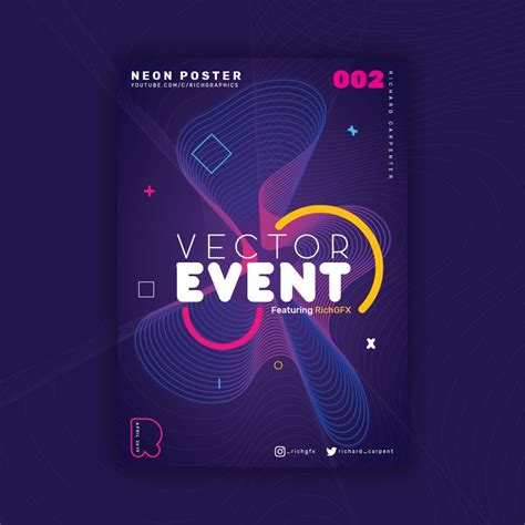 Neon Abstract Poster Design In Adobe Illustrator Blend Tool Poster