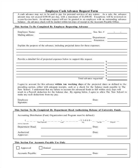 Free 6 Sample Employee Advance Request Forms In Pdf Ms Word