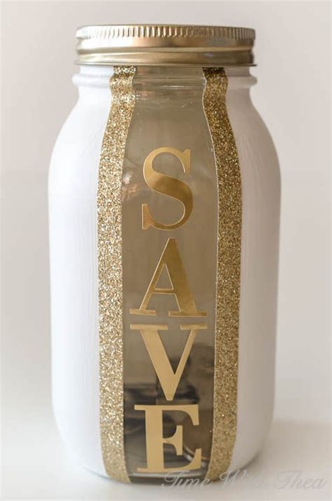 Diy Money Saving Jar Homemade T Savings Jar Gold Glitter And