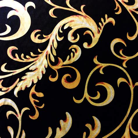 Nl052 Italian Gold And Black Velvet Scroll Damask Upholstery Home Decor