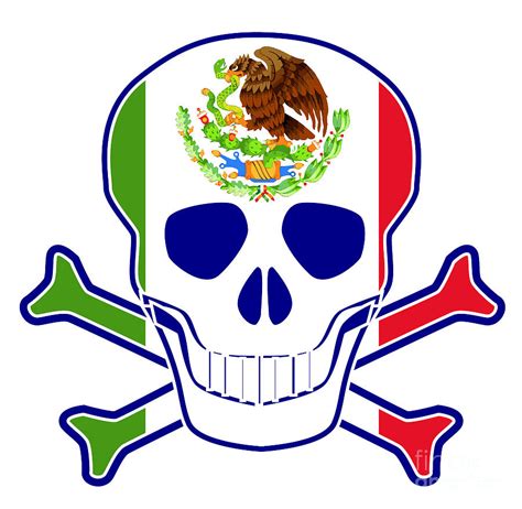 Mexican Flag Skull Digital Art By Bigalbaloo Stock