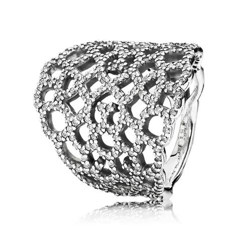 Real 925 Sterling Silver Pandora Entwined Honeycomb Lace Of Love Ring With Clear Cz Fit Women