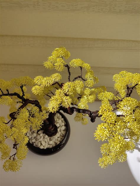 Wire Lemon BONSAI TREE Sculpture, Flowers, Office Decoration, Art Decor