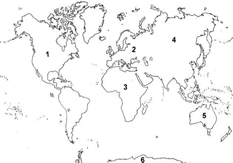 Mapa Mudo De Los Continentes Y Oceanos