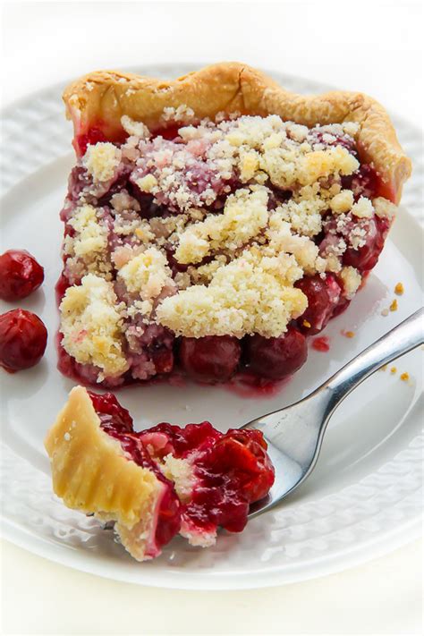 sweet cherry pie with ginger crumble topping baker by nature