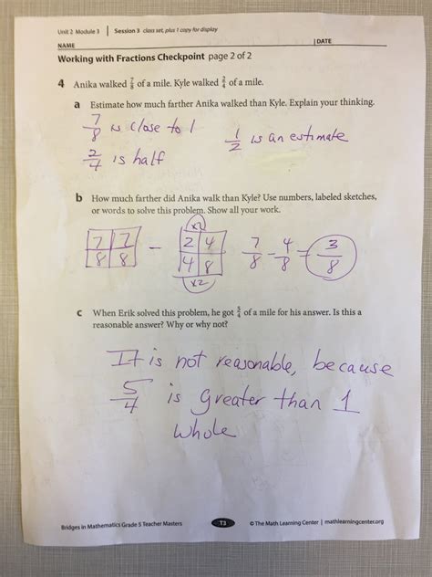 Bridges In Mathematics Grade 5 Unit 1 Module 3 Answer Key George