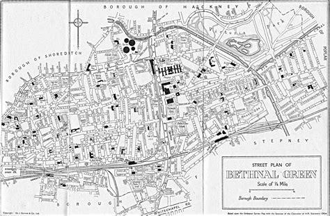 Bethnal Green 1950 Hand Drawn Map Old Maps Bethnal Green
