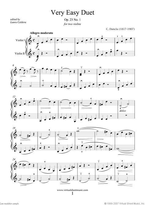 Jack white's ear worm is one of the most recognizable guitar riffs of the 21st century and it's also one of the easiest guitar songs to play: Dancla - Very Easy Duet Op.23 No.1 sheet music for two violins