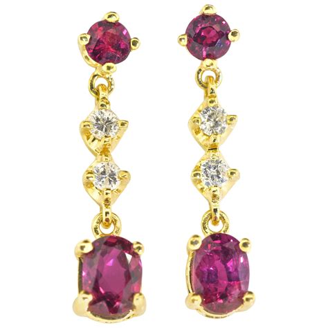 A Pair Of Ruby Diamond Pendant Earrings For Sale At 1stdibs