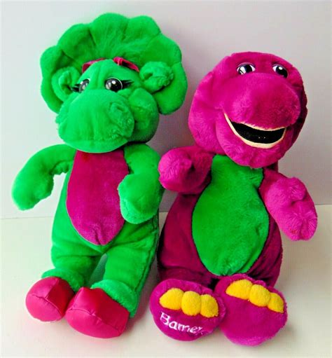 Barney Buddies Baby Bop Green Pink Plush Dinosaur Figure