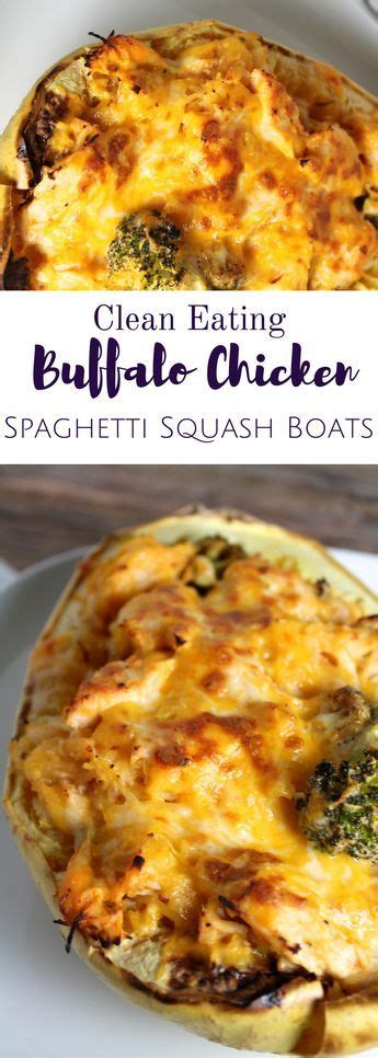 This recipe is a great way to use up all that summer zucchini! Buffalo Chicken Spaghetti Squash Boats | Recipe | Food ...