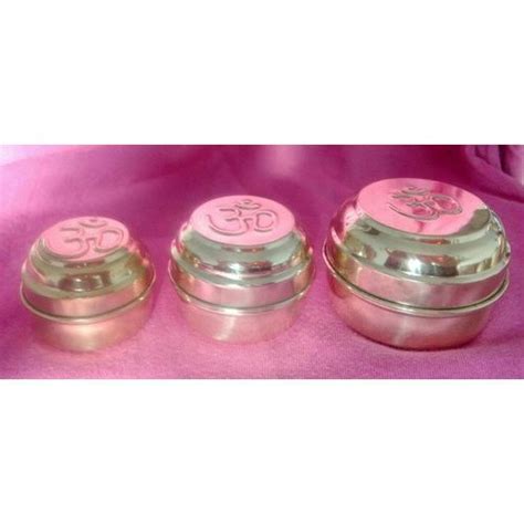 Traditional Round Golden Brass Kumkum Box For Worship At Rs 25piece In