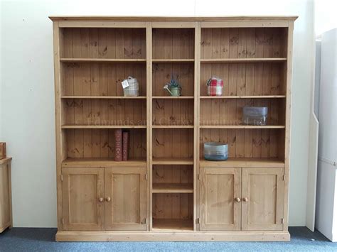 Bespoke Wide Pine Bookcase With Doors Edmunds And Clarke Lts