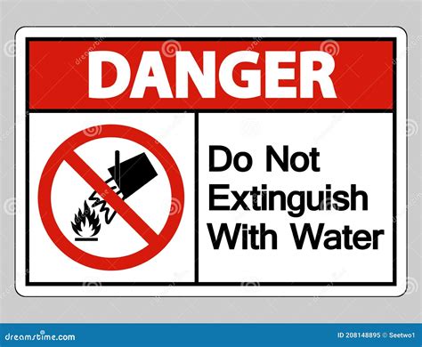 Danger Do Not Extinguish With Water Symbol Sign On White Background