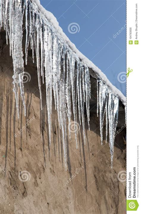 Icicles On A Roof Of A House In Winter Stock Photo Image Of Outdoor