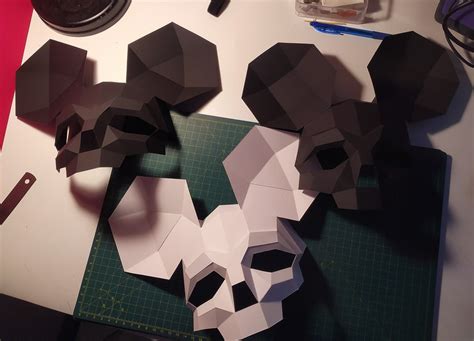 Papercraft 3d Mouse Skull Mask Halloween Festival Pepakura Etsy
