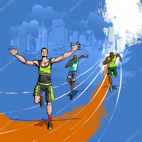 Atleta Corriendo En Pista — Vector De Stock © Vectomart 10807020
