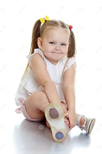 Beautiful Little Girl Sitting On The Floor Stock Image Image Of