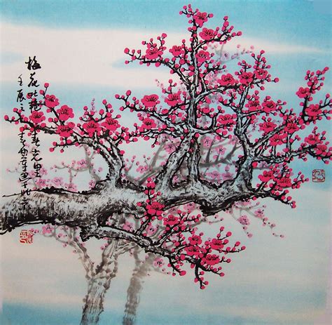 Original Painting Chinese Art Lovely Cherry Blossom Tree By Art68