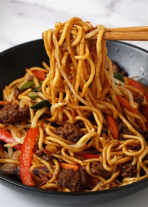 Easy Beef Chow Mein Khins Kitchen Ground Beef Noodle Stir Fry