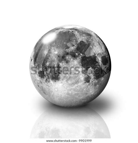 Glossy Full Moon On White Background Stock Illustration