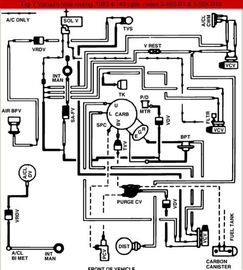 1984 Ford Ranger 2.3-Liter 4-Cylinder Vacuum Line Diagram