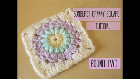 Crochet Sunburst Granny Square Tutorial Round Two Bella Coco Youtube