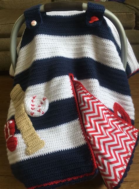 Crochet Baby Carseat Cover Baseball Theme Tejidos Mantas Bordado