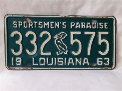 Vintage 1963 Louisiana Sportsmans Paradise License Plate 10222 Ebay