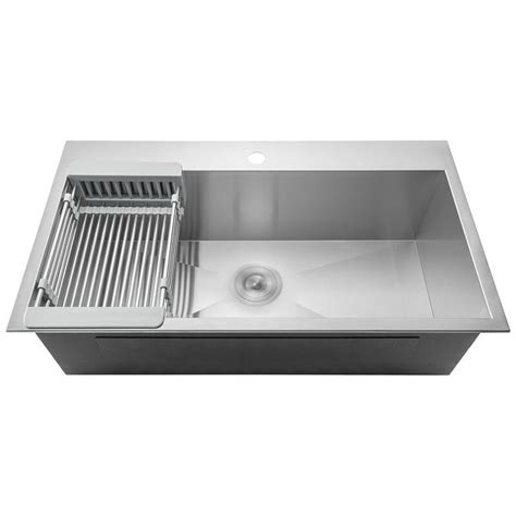 Akdy 33 L X 22 W Drop In Kitchen Sink With Adjustable Tray And Drain