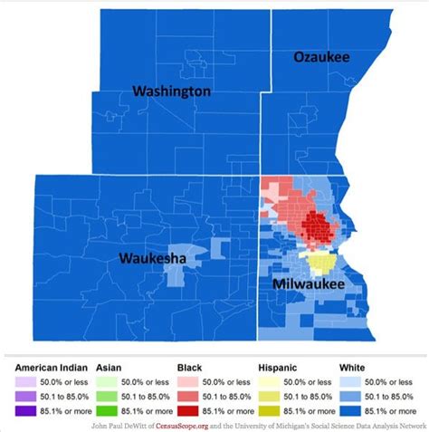 milwaukee neighborhoods by racial demographics [597x602] mapporn