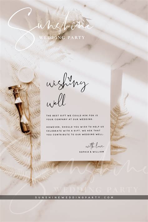 Modern Wedding Wishing Well Card Template Printable Etsy Australia