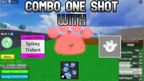 Combo One Shot With Paw Superhuman And Spikey Trident Blox Fruits