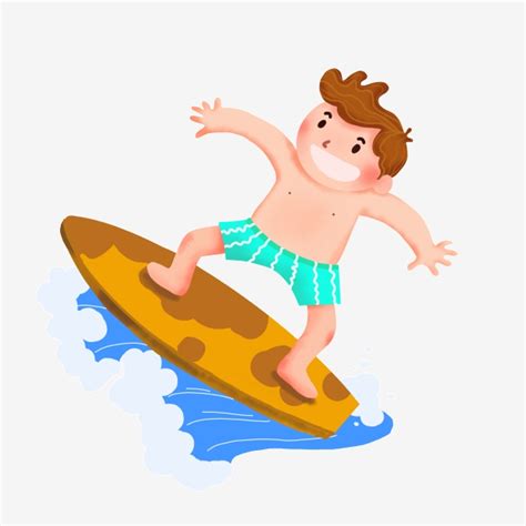 Summer Surfing Clipart Transparent Background Little Boy Surfing In