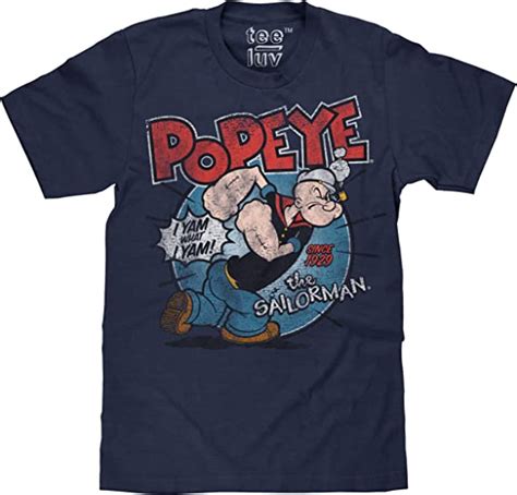 Tee Luv Popeye The Sailorman T Shirt I Yam What I Yam Popeye Cartoon Shirt Au Fashion